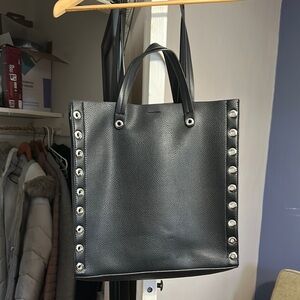 Black Tote Bag with Silver Studs